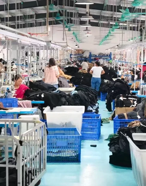 Garment sewing production line at the HaoboMFG factory