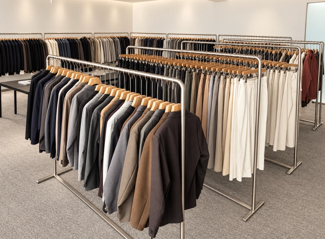 Fabric and clothing samples in the HaoboMFG showroom