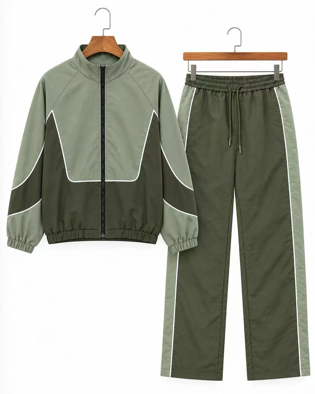Matching two-piece clothing set, front and back views