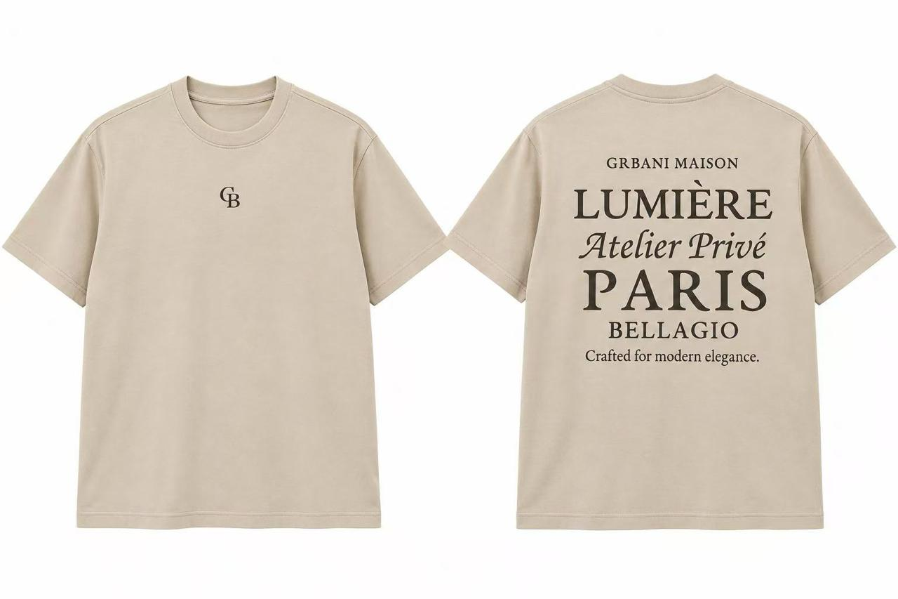 Natural-coloured graphic T-shirt with back lettering, front and back