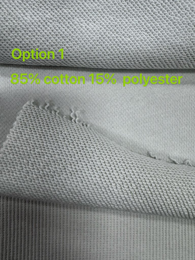French terry hoodie fabric showing reverse loops and a smooth knit face